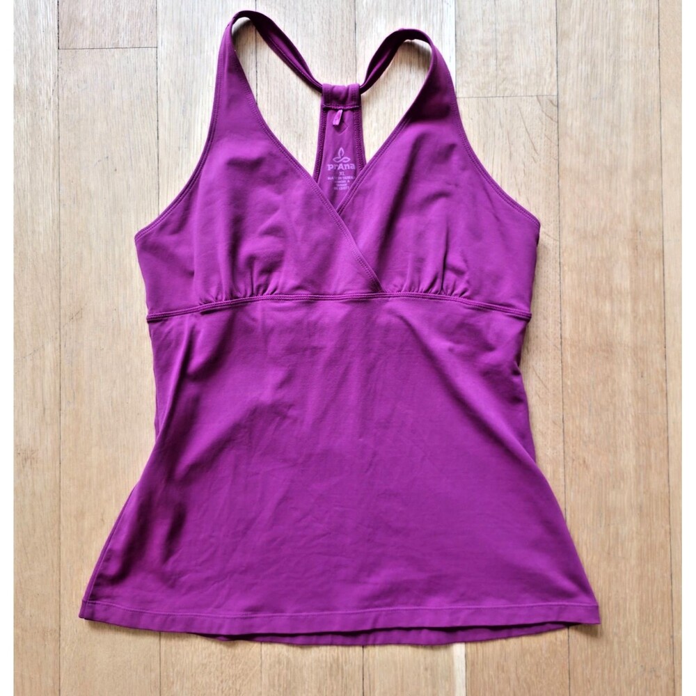 PRANA Hope Yoga Tank Top Shelf Bra Purple Pink Raspberry XL - Picture 1 of 5